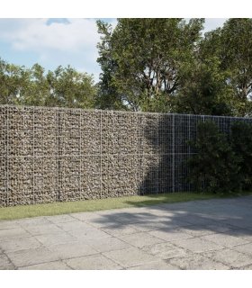vidaXL Gabion Basket with Cover 450x100x200 cm Galvanised Iron — Size: 450 x 100 x 200 cm