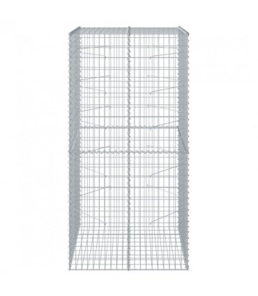 vidaXL Gabion Basket with Cover 100x100x200 cm Galvanised Iron — Size: 100 x 100 x 200 cm