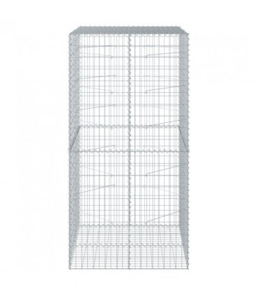 vidaXL Gabion Basket with Cover 100x100x200 cm Galvanised Iron — Size: 100 x 100 x 200 cm