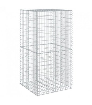 vidaXL Gabion Basket with Cover 100x100x200 cm Galvanised Iron — Size: 100 x 100 x 200 cm
