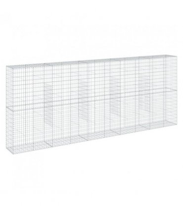 vidaXL Gabion Basket with Cover 500x50x200 cm Galvanised Iron — Size: 500 x 50 x 200 cm
