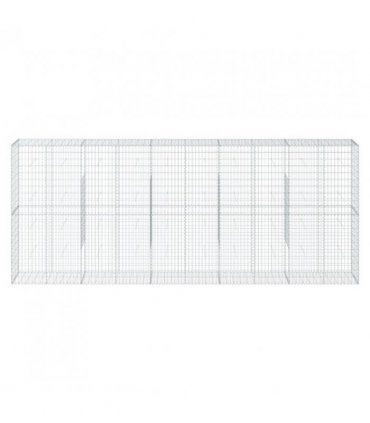 vidaXL Gabion Basket with Cover 500x50x200 cm Galvanised Iron — Size: 500 x 50 x 200 cm