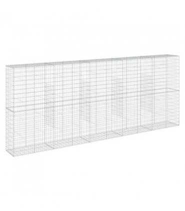 vidaXL Gabion Basket with Cover 500x50x200 cm Galvanised Iron — Size: 500 x 50 x 200 cm