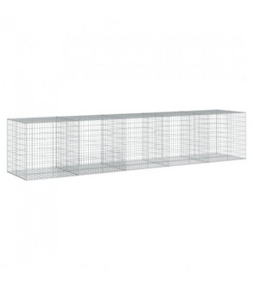 vidaXL Gabion Basket with Cover 500x100x100 cm Galvanised Iron — Size: 500 x 100 x 100 cm