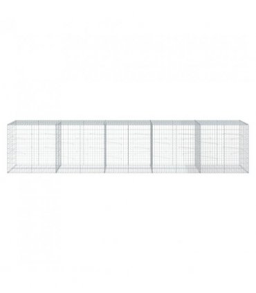 vidaXL Gabion Basket with Cover 500x100x100 cm Galvanised Iron — Size: 500 x 100 x 100 cm
