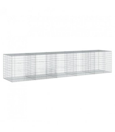 vidaXL Gabion Basket with Cover 500x100x100 cm Galvanised Iron — Size: 500 x 100 x 100 cm