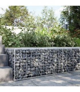 vidaXL Gabion Basket with Cover 100x100x50 cm Galvanised Iron — Size: 100 x 100 x 50 cm