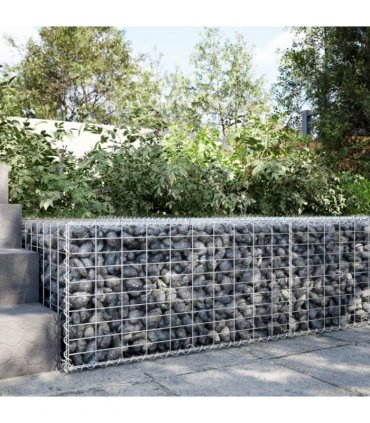 vidaXL Gabion Basket with Cover 100x100x50 cm Galvanised Iron — Size: 100 x 100 x 50 cm