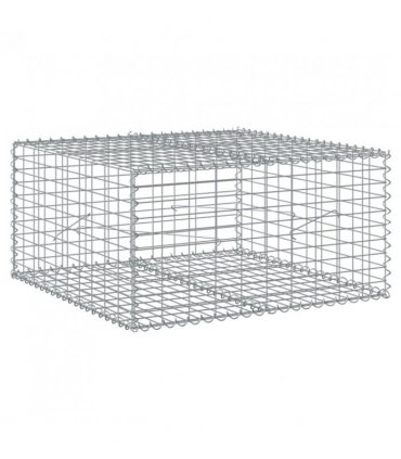 vidaXL Gabion Basket with Cover 100x100x50 cm Galvanised Iron — Size: 100 x 100 x 50 cm