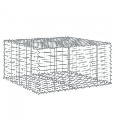 vidaXL Gabion Basket with Cover 100x100x50 cm Galvanised Iron — Size: 100 x 100 x 50 cm
