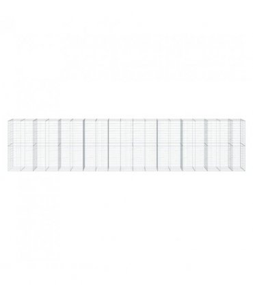 vidaXL Gabion Basket with Cover 950x100x200 cm Galvanised Iron — Size: 950 x 100 x 200 cm