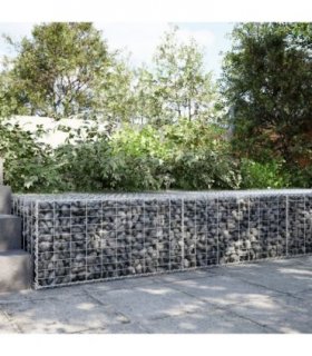 vidaXL Gabion Basket with Cover 200x100x50 cm Galvanised Iron — Size: 200 x 100 x 50 cm
