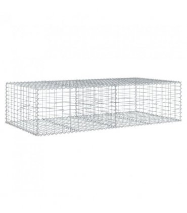vidaXL Gabion Basket with Cover 200x100x50 cm Galvanised Iron — Size: 200 x 100 x 50 cm