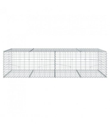 vidaXL Gabion Basket with Cover 200x100x50 cm Galvanised Iron — Size: 200 x 100 x 50 cm