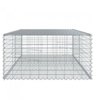 vidaXL Gabion Basket with Cover 200x100x50 cm Galvanised Iron — Size: 200 x 100 x 50 cm