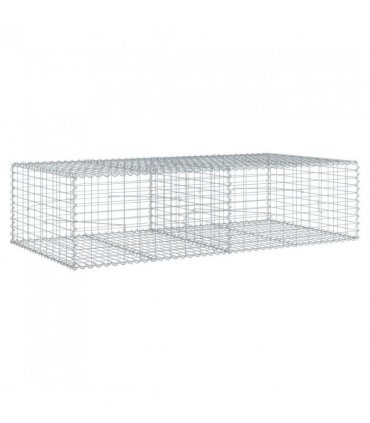 vidaXL Gabion Basket with Cover 200x100x50 cm Galvanised Iron — Size: 200 x 100 x 50 cm