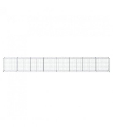 vidaXL Gabion Basket with Cover 800x50x100 cm Galvanised Iron — Size: 800 x 50 x 100 cm