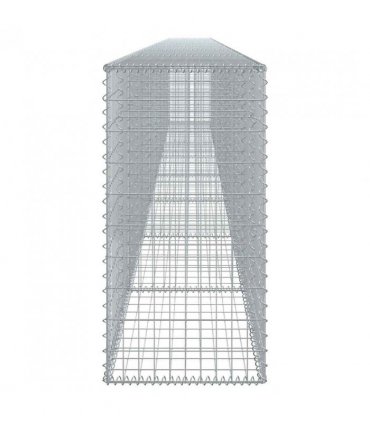 vidaXL Gabion Basket with Cover 800x50x100 cm Galvanised Iron — Size: 800 x 50 x 100 cm