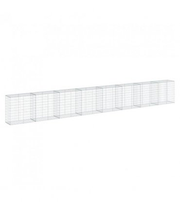 vidaXL Gabion Basket with Cover 800x50x100 cm Galvanised Iron — Size: 800 x 50 x 100 cm