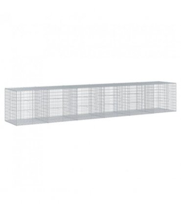 vidaXL Gabion Basket with Cover 600x100x100 cm Galvanised Iron — Size: 600 x 100 x 100 cm