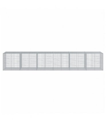 vidaXL Gabion Basket with Cover 600x100x100 cm Galvanised Iron — Size: 600 x 100 x 100 cm