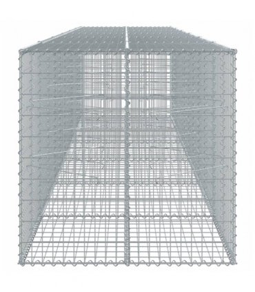 vidaXL Gabion Basket with Cover 600x100x100 cm Galvanised Iron — Size: 600 x 100 x 100 cm