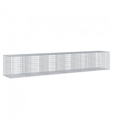 vidaXL Gabion Basket with Cover 600x100x100 cm Galvanised Iron — Size: 600 x 100 x 100 cm