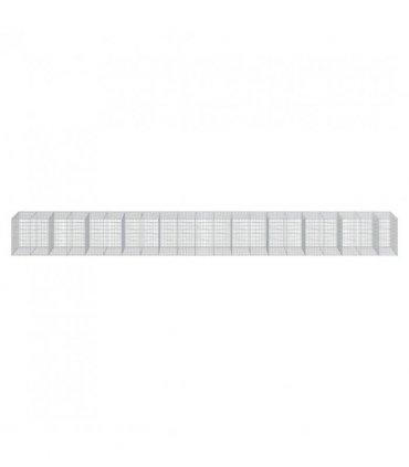 vidaXL Gabion Basket with Cover 1050x100x100 cm Galvanised Iron — Size: 1050 x 100 x 100 cm