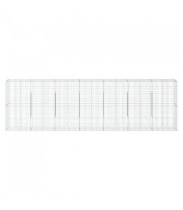 vidaXL Gabion Basket with Cover 700x50x200 cm Galvanised Iron — Size: 700 x 50 x 200 cm