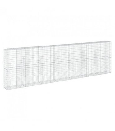 vidaXL Gabion Basket with Cover 700x50x200 cm Galvanised Iron — Size: 700 x 50 x 200 cm
