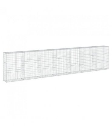vidaXL Gabion Basket with Cover 700x50x150 cm Galvanised Iron — Size: 700 x 50 x 150 cm