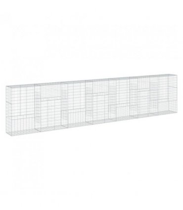 vidaXL Gabion Basket with Cover 700x50x150 cm Galvanised Iron — Size: 700 x 50 x 150 cm
