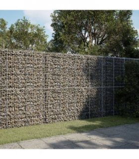 vidaXL Gabion Basket with Cover 300x100x200 cm Galvanised Iron — Size: 300 x 100 x 200 cm