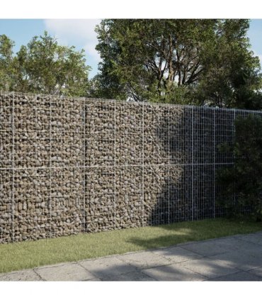 vidaXL Gabion Basket with Cover 300x100x200 cm Galvanised Iron — Size: 300 x 100 x 200 cm