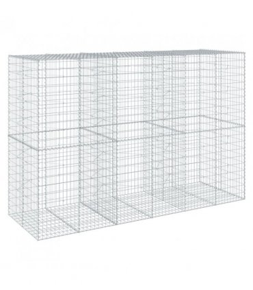 vidaXL Gabion Basket with Cover 300x100x200 cm Galvanised Iron — Size: 300 x 100 x 200 cm