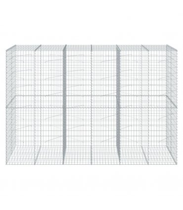 vidaXL Gabion Basket with Cover 300x100x200 cm Galvanised Iron — Size: 300 x 100 x 200 cm