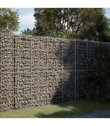 vidaXL Gabion Basket with Cover 200x100x200 cm Galvanised Iron — Size: 200 x 100 x 200 cm