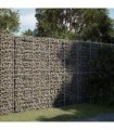 vidaXL Gabion Basket with Cover 200x100x200 cm Galvanised Iron — Size: 200 x 100 x 200 cm