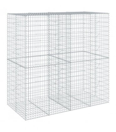 vidaXL Gabion Basket with Cover 200x100x200 cm Galvanised Iron — Size: 200 x 100 x 200 cm