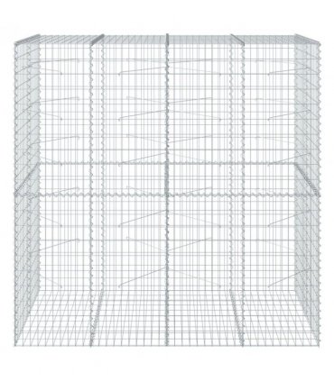vidaXL Gabion Basket with Cover 200x100x200 cm Galvanised Iron — Size: 200 x 100 x 200 cm