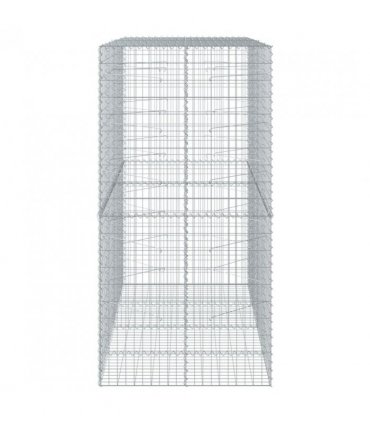 vidaXL Gabion Basket with Cover 200x100x200 cm Galvanised Iron — Size: 200 x 100 x 200 cm