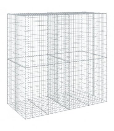 vidaXL Gabion Basket with Cover 200x100x200 cm Galvanised Iron — Size: 200 x 100 x 200 cm