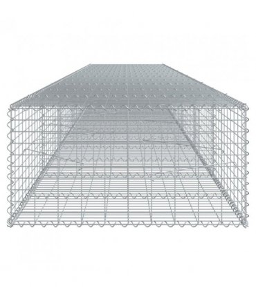 vidaXL Gabion Basket with Cover 600x100x50 cm Galvanised Iron — Size: 600 x 100 x 50 cm