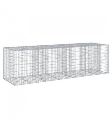 vidaXL Gabion Basket with Cover 350x100x100 cm Galvanised Iron — Size: 350 x 100 x 100 cm