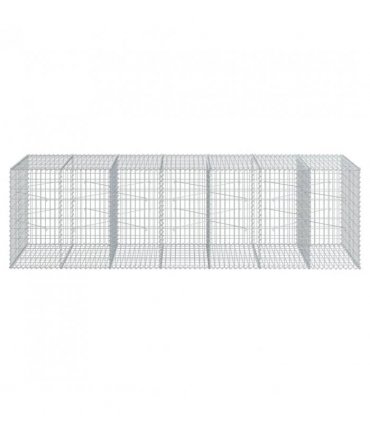 vidaXL Gabion Basket with Cover 350x100x100 cm Galvanised Iron — Size: 350 x 100 x 100 cm