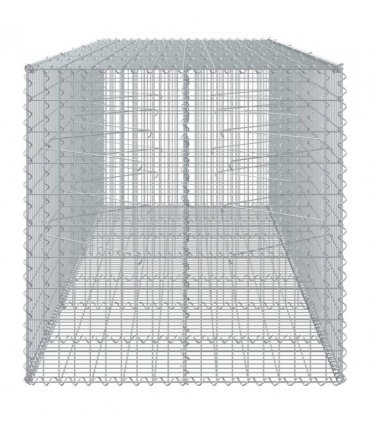 vidaXL Gabion Basket with Cover 350x100x100 cm Galvanised Iron — Size: 350 x 100 x 100 cm