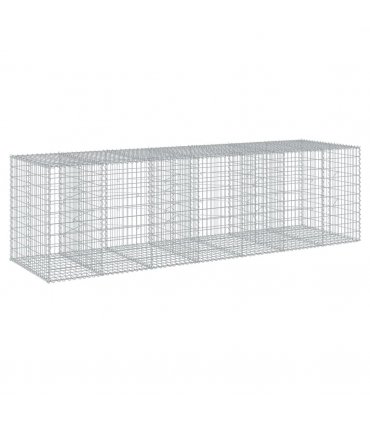 vidaXL Gabion Basket with Cover 350x100x100 cm Galvanised Iron — Size: 350 x 100 x 100 cm