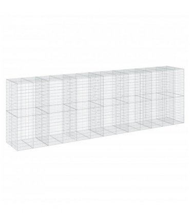 vidaXL Gabion Basket with Cover 650x100x200 cm Galvanised Iron — Size: 650 x 100 x 200 cm