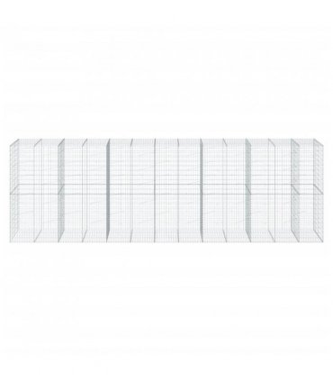 vidaXL Gabion Basket with Cover 650x100x200 cm Galvanised Iron — Size: 650 x 100 x 200 cm