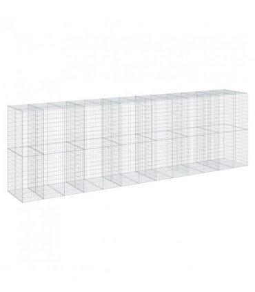 vidaXL Gabion Basket with Cover 650x100x200 cm Galvanised Iron — Size: 650 x 100 x 200 cm